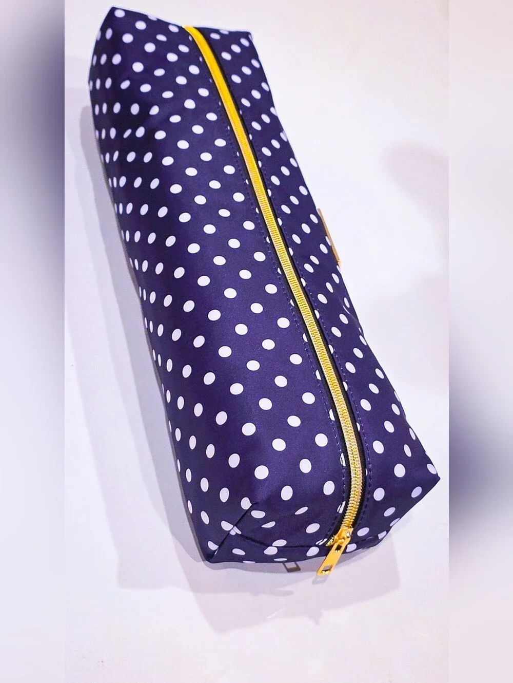 Black & White Polka Dot Hair Tool Bag with Gold Hardware